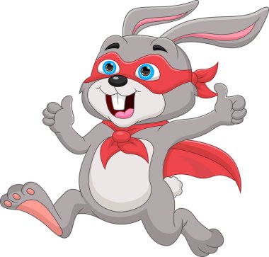 Süper kahraman kostümü giymiş şirin bir tavşan.