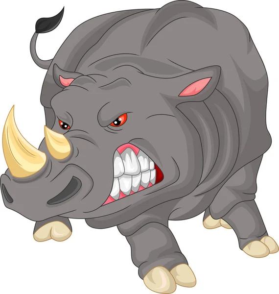 Κινουμένων σχεδίων χαριτωμένο θυμωμένος Ρινόκερος — Διανυσματικό Αρχείο