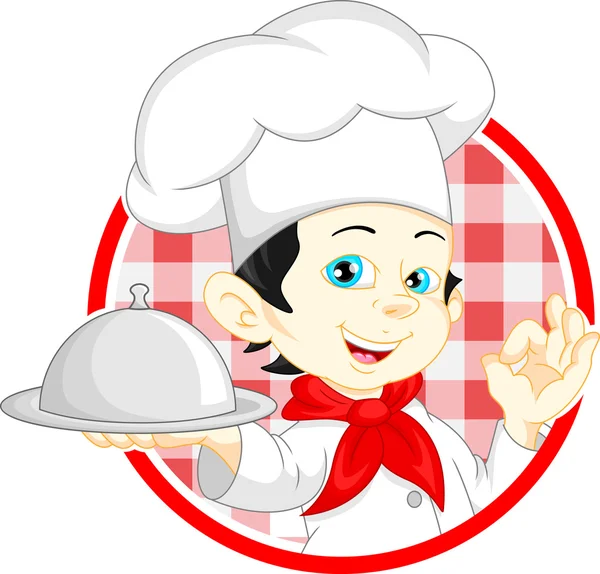 Jongen chef-kok cartoon — Stockvector