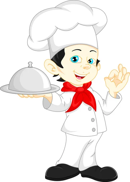 Jongen chef-kok cartoon — Stockvector