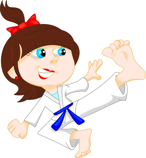 Karate kreskówka dziewczyna — Wektor stockowy