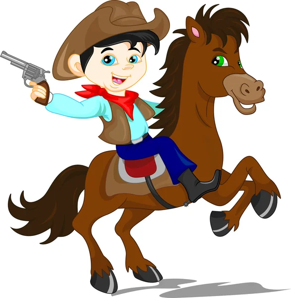 Lindo vaquero niño de dibujos animados — Vector de stock