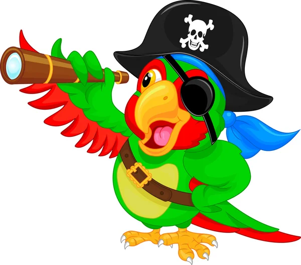 Pappagallo pirata cartone animato — Vettoriale Stock