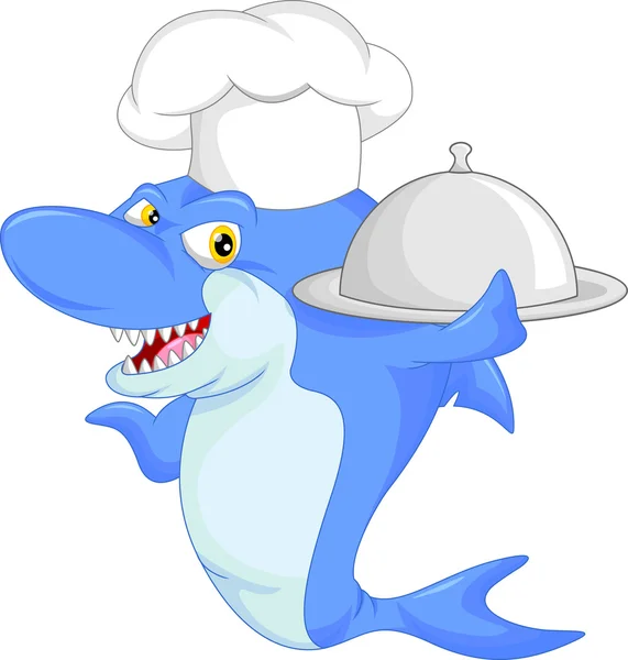 Карикатура на повара-акулу — стоковый вектор