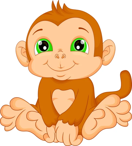Mignon bébé singe dessin animé — Image vectorielle