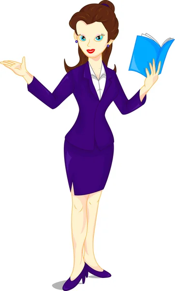 Cartoon female teacher standing — Stock Vector