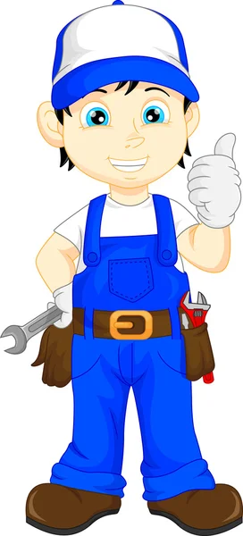 Mechanic cartoon thumb up — Stock Vector