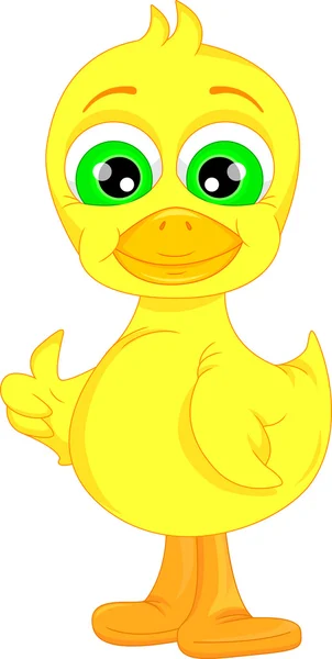 Cute baby duck cartoon thumb up — Stock Vector