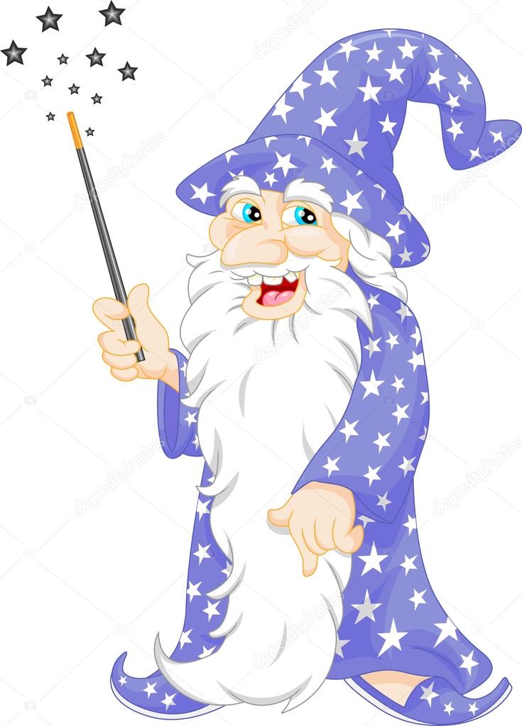 old Wizard holding a magic wand