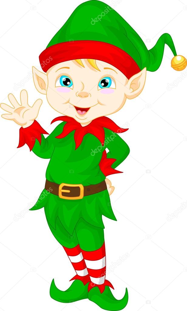 cute cartoon elf waving