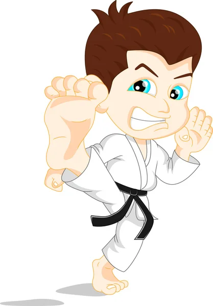 Karate chico de dibujos animados — Vector de stock