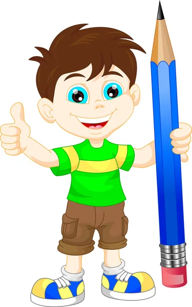 Cartoon boy con matita — Vettoriale Stock