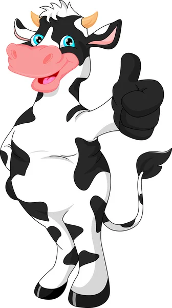 Roztomilý kráva kreslený palec nahoru — Stockový vektor