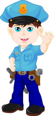 Polis çocuk sallayarak