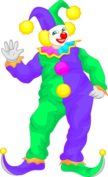 Clown cartoni animati agitando — Vettoriale Stock