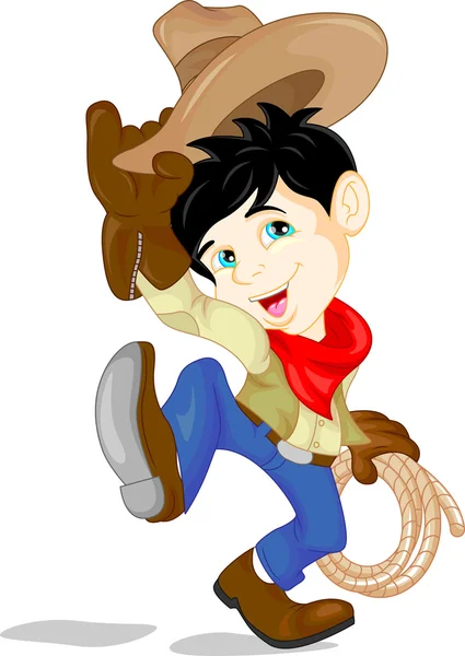 Lindo vaquero niño de dibujos animados — Vector de stock