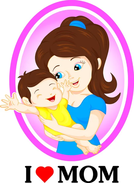 Cute mom and baby — Stock Vector