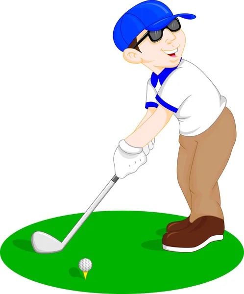 Jongen cartoon golfspeler — Stockvector