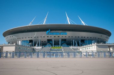 Saint Petersburg, Rusya - 16 Ağustos 2020: Krestovsky Adası 'ndaki Zenith Stadyumu