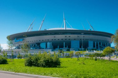 Saint Petersburg, Rusya - 16 Ağustos 2020: Krestovsky Adası 'ndaki Zenith Stadyumu