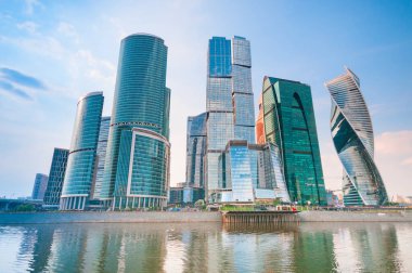 MOSCOW, RUSSIA - 08 Haziran 2019: Moskova 'daki Uluslararası İş Merkezi' ndeki gökdelenler