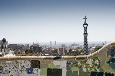 Barcelona'da Park guell. tonlu görüntü