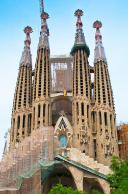 BARCELONA, SPAIN - JUNE 12, 2014: The Basilica of La Sagrada Fam clipart