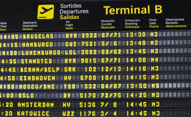 bilgi panosu barcelona Havaalanı terminal uçuşları 