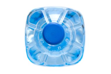 plastik şişe suyu. Üstten Görünüm