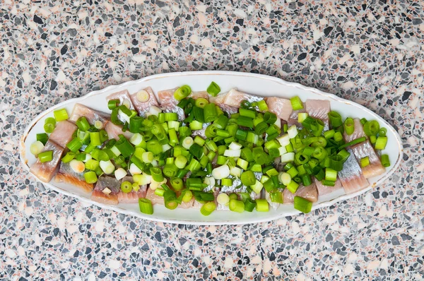 Sliced herring with onion — Stock Photo, Image