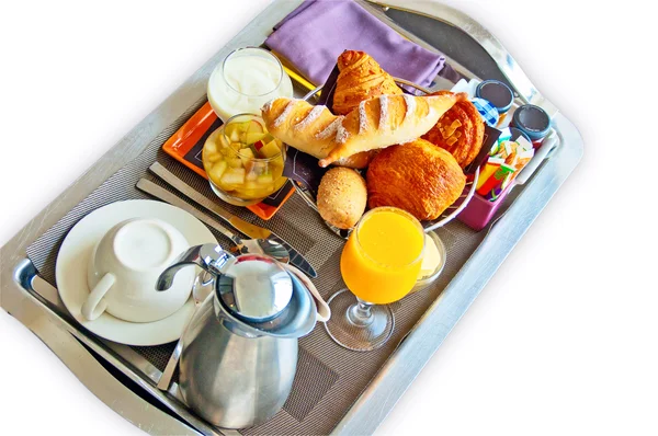 Kontinentales Frühstück auf einem Tablett — Stockfoto