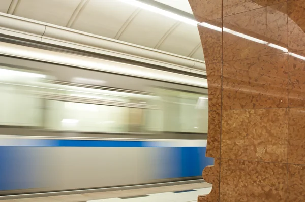 Moving train at subway — Stock Photo, Image