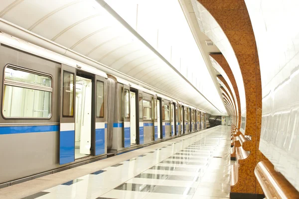 Metro tåg vid stationen — Stockfoto