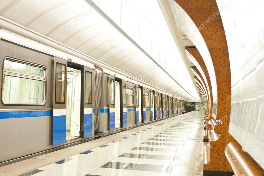 Metro train at subway station