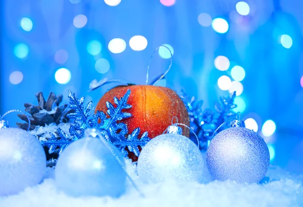 Julkort i blå ton — Stockfoto