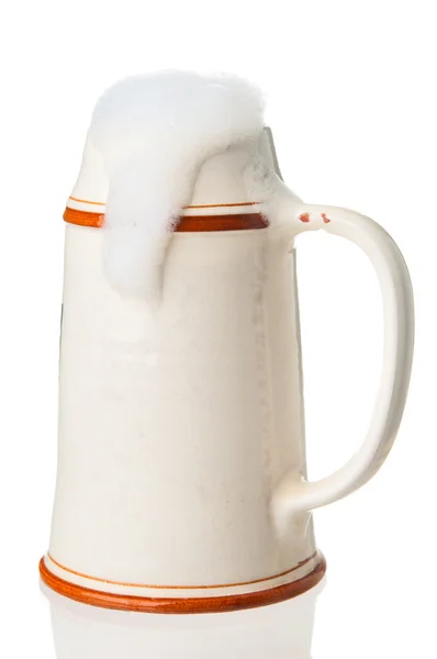 Mug with beer on white background — Stock Photo, Image