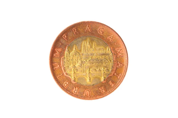 Τσεχική κορώνα νομίσματος σε άσπρο φόντο — Φωτογραφία Αρχείου