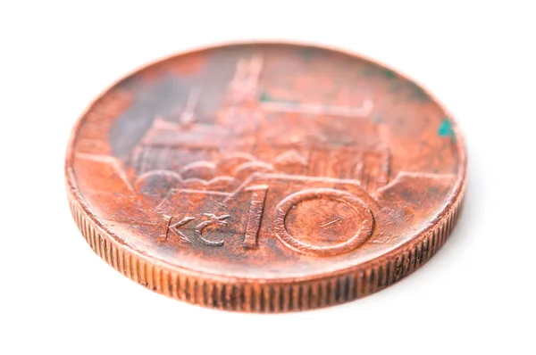Korony czeskie monety, 10 Czk, dziesięć koron zbliżenie — Zdjęcie stockowe