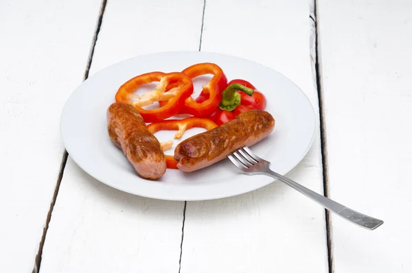 Almuerzo con salchichas asadas — Foto de Stock