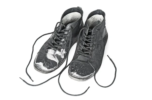 双 grunge 黑色鞋子 — 图库照片
