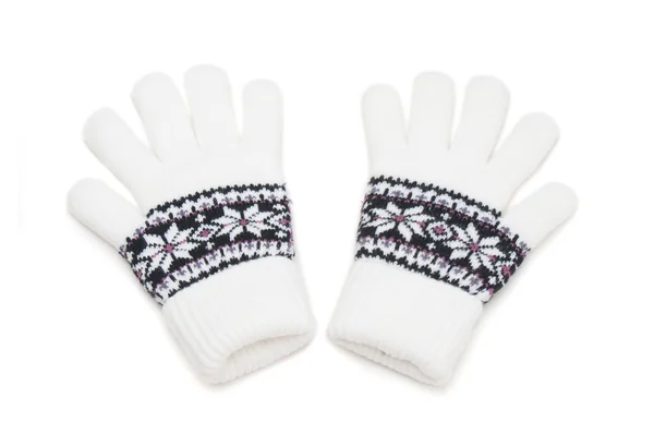 Guantes de invierno de punto blanco — Foto de Stock