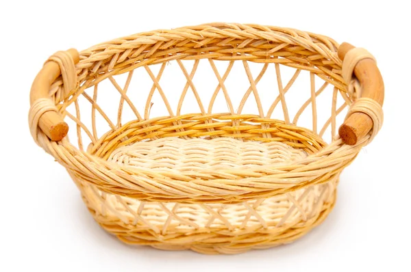 Wicker basket closeup on white background — Stock Photo, Image