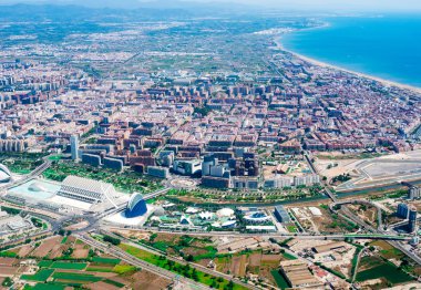 Havadan görünümü şehir Sanatlar ve Bilimler Valencia, İspanya
