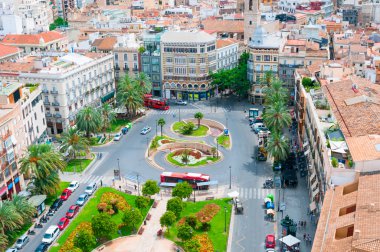 Valencia, İspanya 10 Temmuz 2015 tarihinde: Plaza de la Reina yukarıda görünümü.