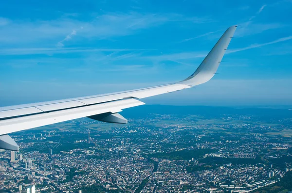 Luftaufnahme aus dem Flugzeug von Frankfurt, Deutschland — Stockfoto