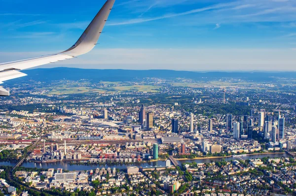 Вид с самолета на Франкфурт-на-Майн — стоковое фото