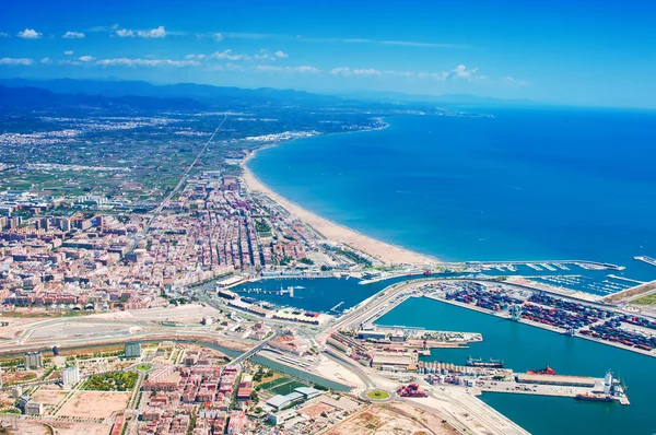 Letecký pohled na pobřeží, Valencia, Španělsko — Stock fotografie