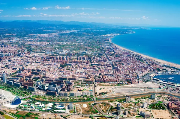 Letecký pohled z letadla na Valencia, Španělsko — Stock fotografie