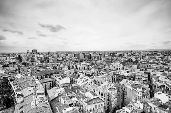 Czarno-białe powyżej widoku z Valencia, Hiszpania — Zdjęcie stockowe