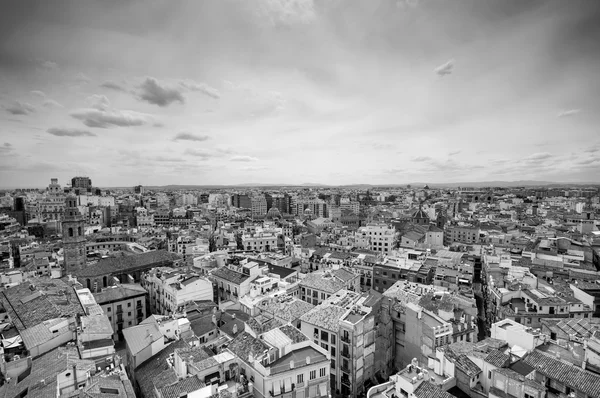 Czarno-białe powyżej widoku z Valencia, Hiszpania — Zdjęcie stockowe